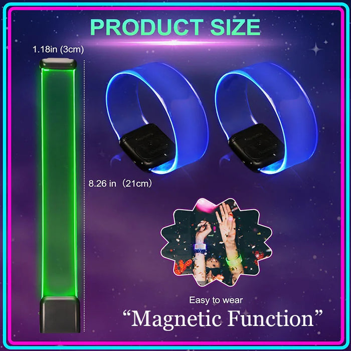 6-60Pcs LED Bracelets for Party Glow in The Dark Flashing Wristband 3 Modes Adjustable Light Up Armband for Wedding Party Favors
