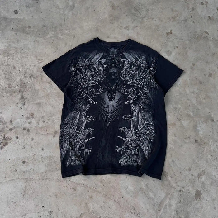 MMA ELITE Cross Skull Print Green Y2K T Shirt Men Loose Fit Streetwear Graphic Tee Oversized Glow Dark Party Ins Popularity Tops