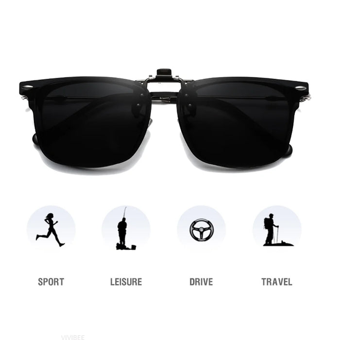 VIVIBEE Lunettes de soleil polarisées à clipser relevables et sans monture pour la conduite de nuit anti-éblouissement, avec verres de mode effet miroir vert