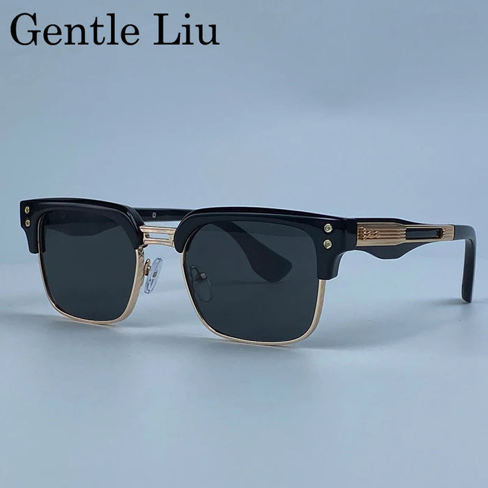 Retro Photochromic Classic Square Punk Sunglasses Men Metal Frame Driving Sun Glasses Male Vintage Luxury Brand Eyewear Shades