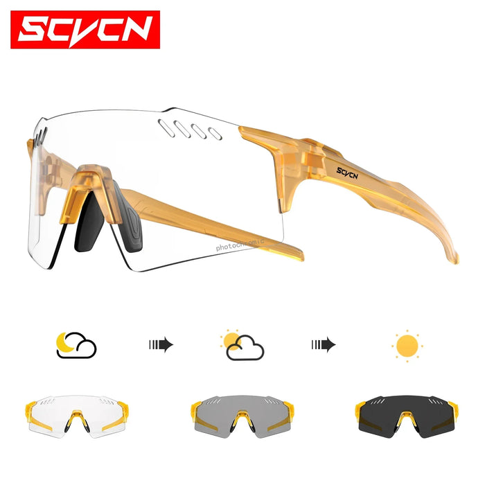 SCVCN Photochromic Cycling Glasses Men Women Clear Mountain Bike Sunglasses MTB Bicycle Riding Sports Triathlon Running