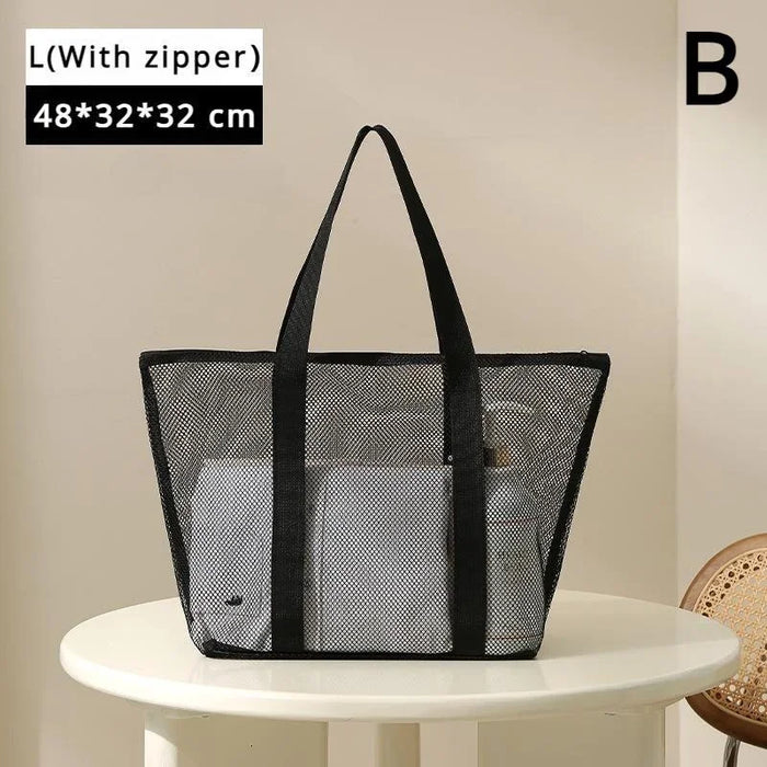Bolsa de almacenamiento portátil de malla, organizador de ducha colgante para artículos de tocador y baño. Gran capacidad para playa, piscina, gimnasio y viajes.