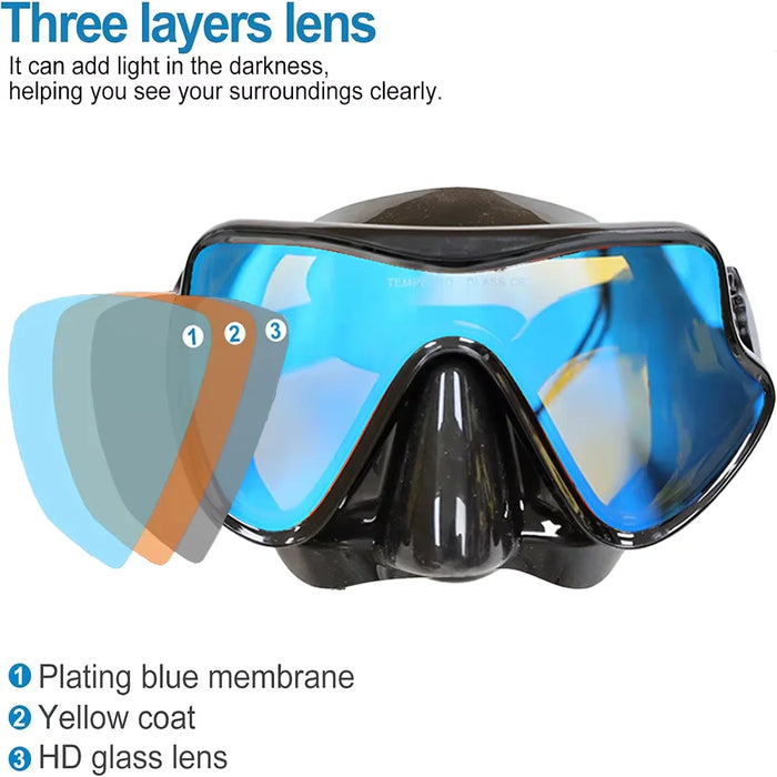 Snorkeling Mask Diving Goggles Full Wet Silicone Foldable Tube Mirror Tempered Glass Len Diving Mask Travel Size With Case
