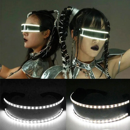 Lunettes Cyberpunk Lumineuses Futuristes Rave Cyber, lunettes de protection LED lumineuses pour spectacle musical EDM