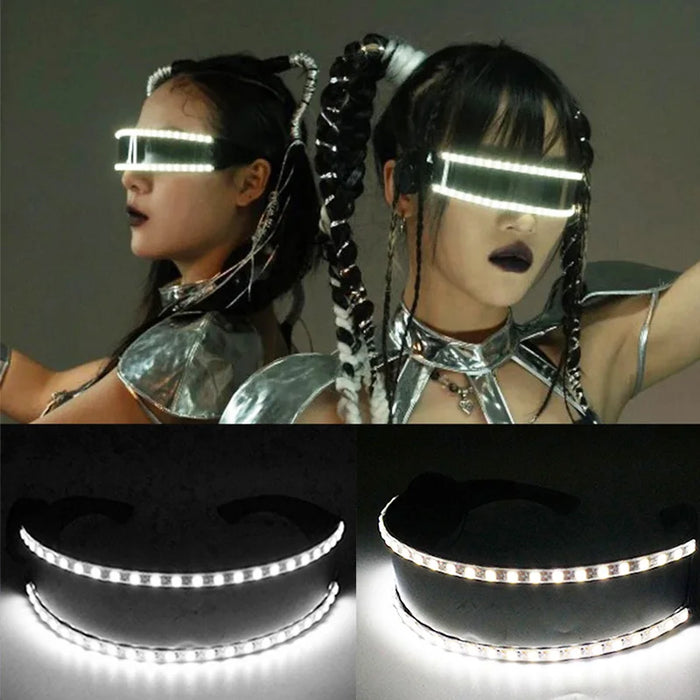 Gafas futuristas cyberpunk luminosas Rave Gafas iluminadas cibernéticas Visor LED que brilla para accesorios de espectáculo de música EDM