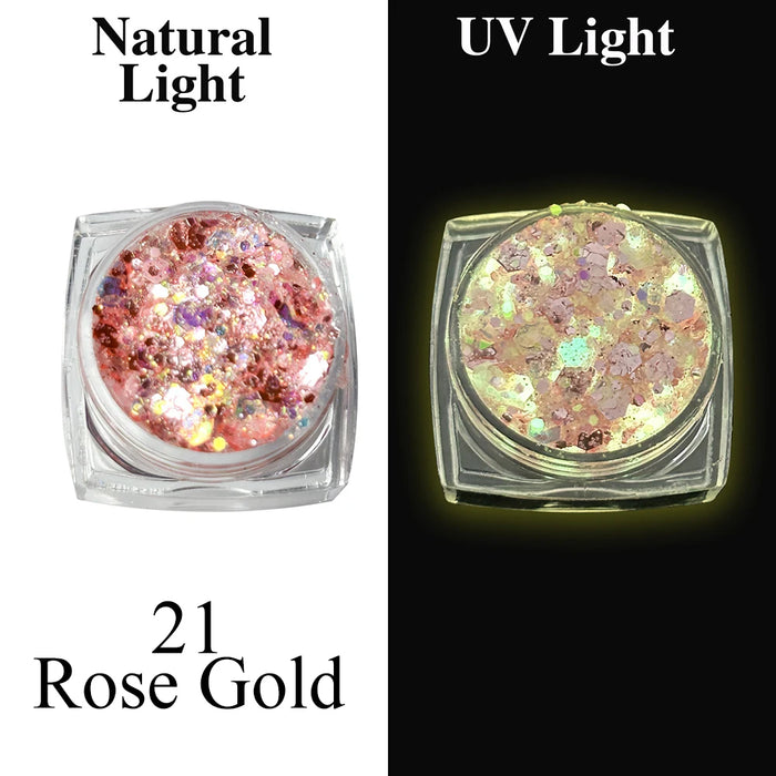 Luminous Glitter Gel Face Body Art Makeup UV Glow in The Dark Waterproof Long Lasting for Party Rave Festival Cosmetic Tool