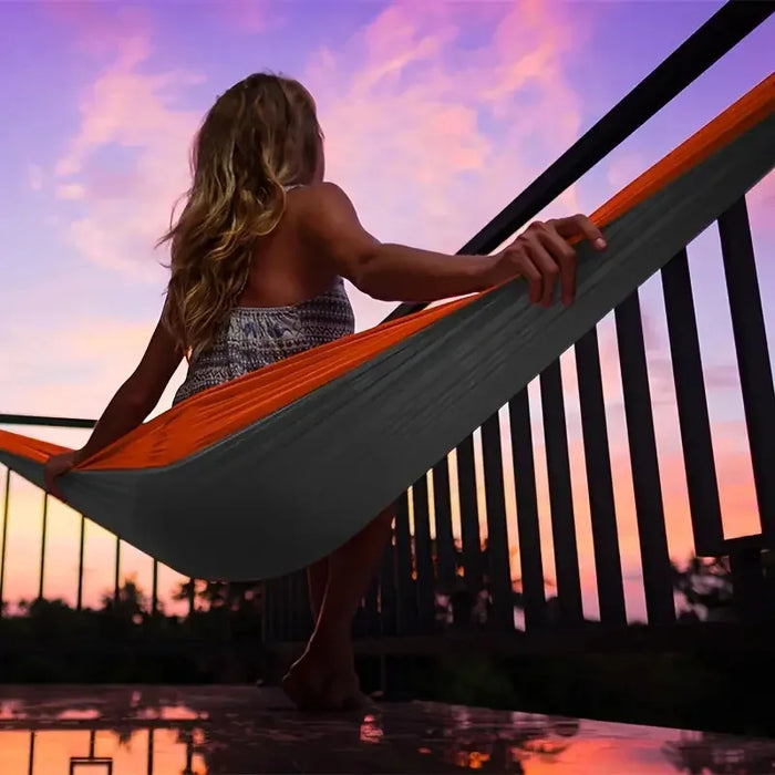 Lightweight travel hammock, 661lbs load, breathable & fast-drying.Includes 2 buckles + 2 nylon straps.Indoor/outdoor garden use.