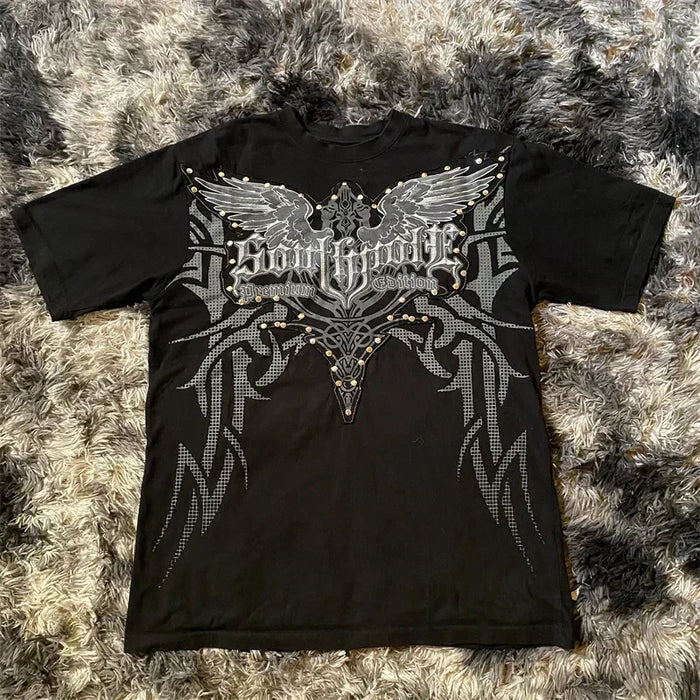 MMA ELITE Cross Skull Print Green Y2K T Shirt Men Loose Fit Streetwear Graphic Tee Oversized Glow Dark Party Ins Popularity Tops