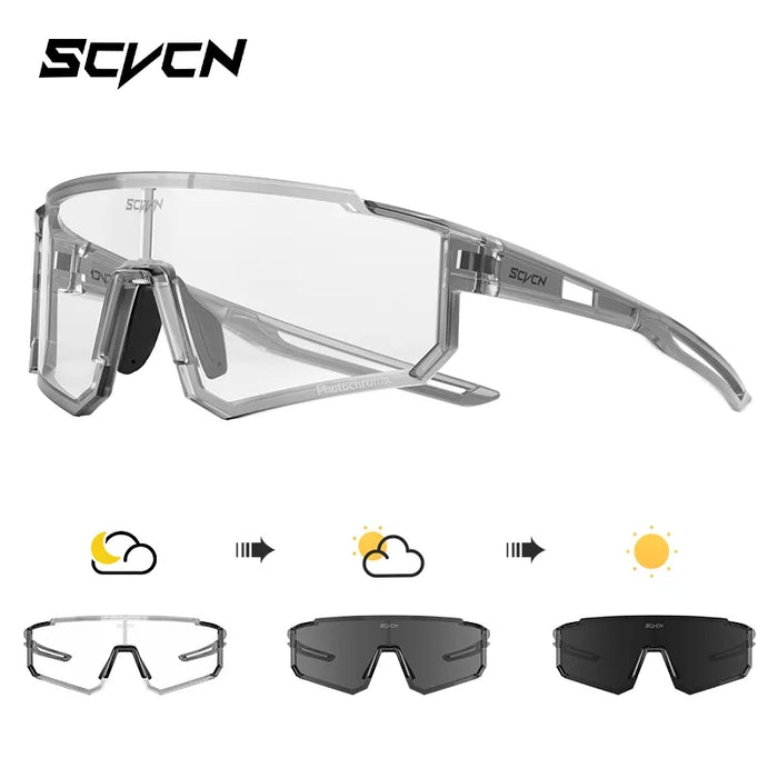 SCVCN Photochromic Cycling Glasses UV400 Protection Sports Running Sunglasses TR90 Men Women for MTB Bicycle Goggles Drving