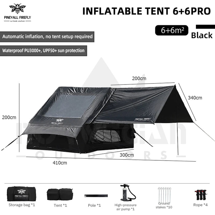 King-Size Inflatable Family Camping Tent for 3 to 6 People with Premium Weatherproofing and Spacious Interior with Large Skyligh