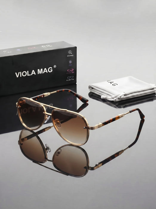 VIOLA MAG Gafas de sol retro de metal con efecto degradado Toad Mirror, unisex, diarias para ir al trabajo y para decoración al conducir, con bolsa para gafas