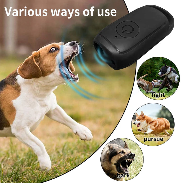 Portable Ultrasonic Dog Repeller 180mAh Rechargeable 23 40KHZ Long Distance Outdoor Deterrent Tool With Flash Light