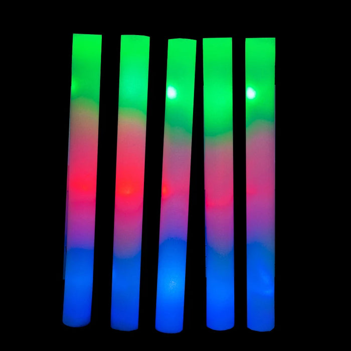 30Pcs RGB LED Glow Foam Stick Bulk Colorful LED Glow Sticks Cheer Tube Dark   Light Birthday Wedding Party Supplies
