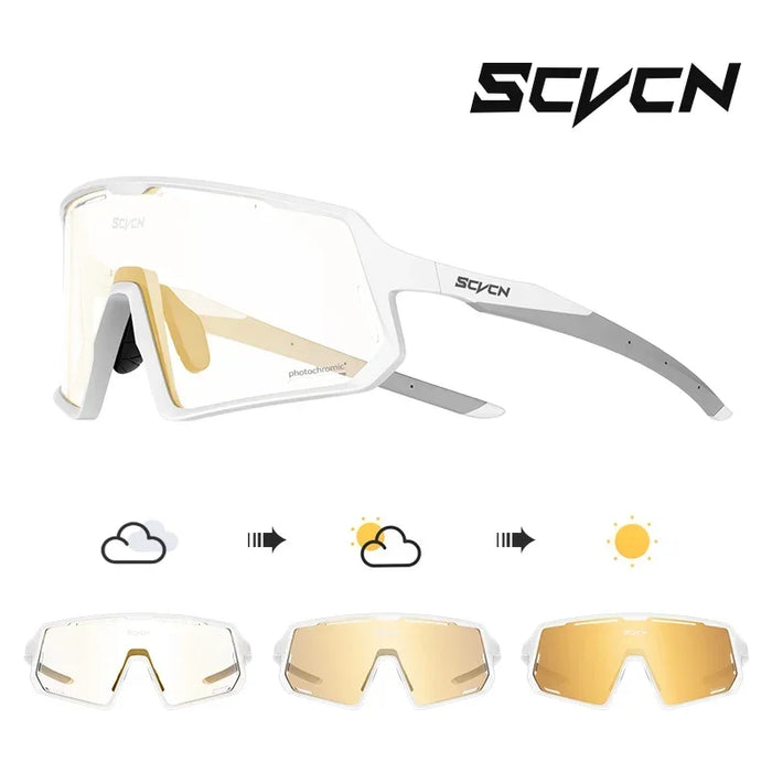 SCVCN Photochromic Cycling Glasses TR90 Frame for Men Women UV400 Outdoor Sports Sunglasses Cycling MTB Driving Running Glasses