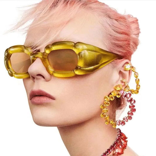 New Y2K Square Sunglasses Women Candy Color PUNK Shades Vintage Brand Designer Gradient Men Irregular Legs Sun Glasses UV400