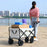 Large Weight Capacity Heavy Duty Wagon Cart Folding Wagon for Outdoor Garden Beach wagon Camping Equipment with Cup Holders