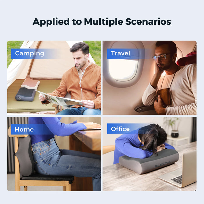 ALMOHADA FLEXTAIL ZERO - Almohada Inflable Ergonómica con Doble Soporte para Viajes y el Hogar, Ligera, Lavable, Ultra Silenciosa