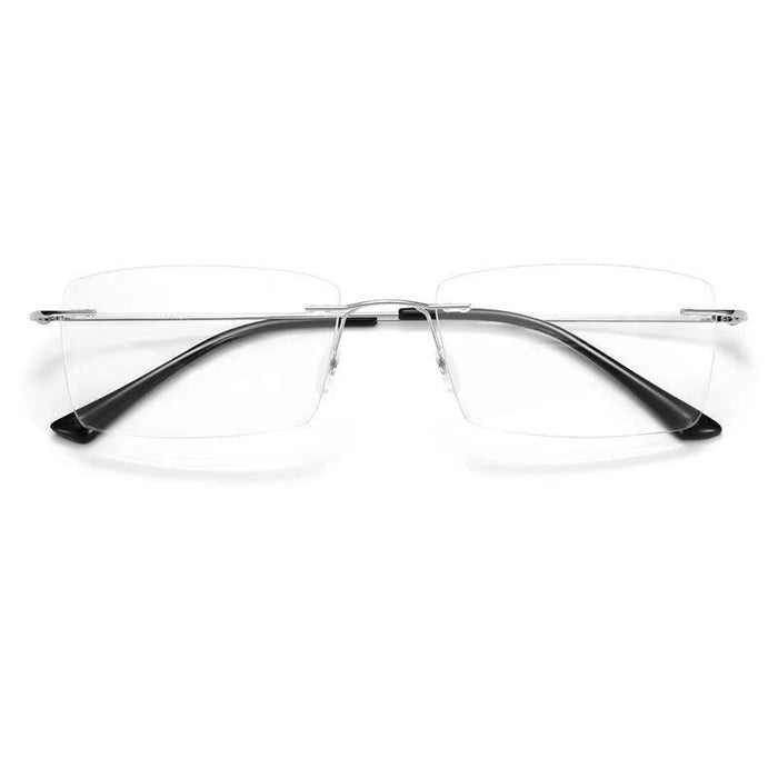 MODFANS Rimless Blue Light Blocking Glasses Men Presbyopia Glasses Reading Blue Light Refractive Correction Transparent Eyewear