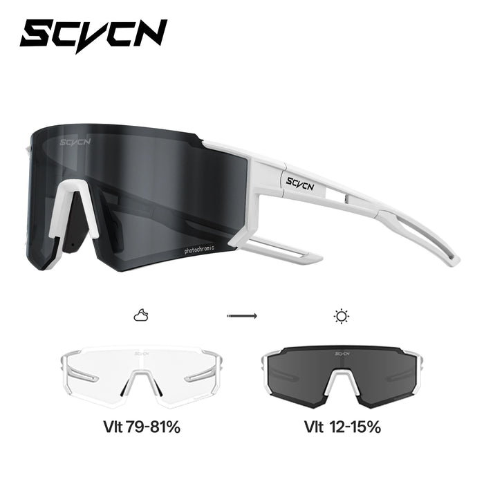 SCVCN New Photochromic Night Riding Glasses Outdoor Sport UV400 Travel Camping Sunglasses Men Women MTB Bike Cycling Glasses