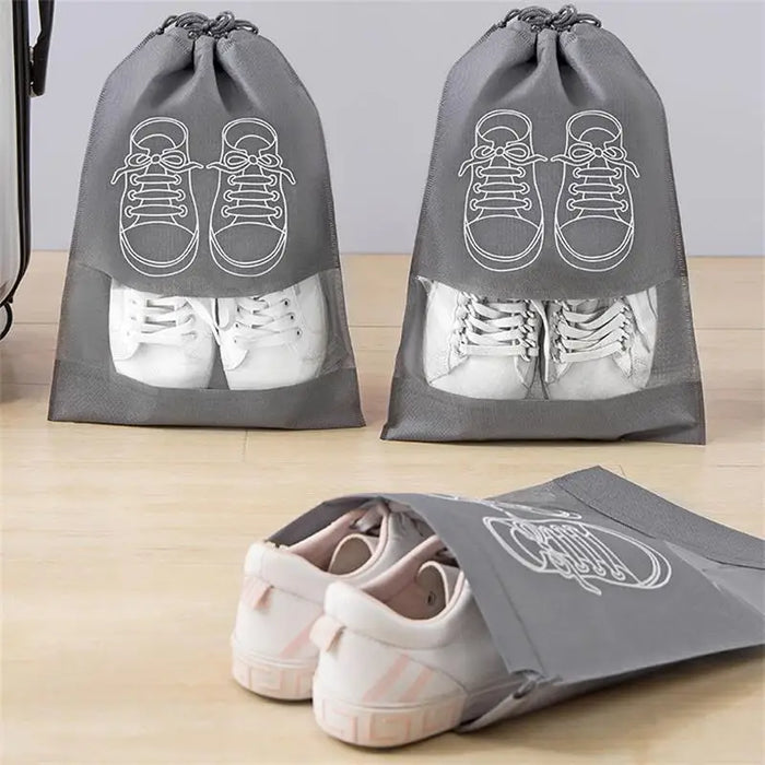 5 bolsas de almacenamiento de zapatos, organizador de armario, bolsas portátiles de viaje no tejidas, bolsillo impermeable para ropa, bolsa colgante clasificada con cordón