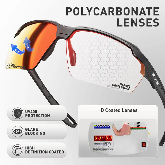 SCVCN Photochromic Cycling Sunglasses Marathon Running Glasses Men Outdoor Sports Women Driving Bicycle Bike Eyewear New