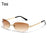 Fashion Y2K Wrap Around Sunglasses for Women Men Rimless Sun Glasses 2000'S Punk Sunglasses Goggles Shades UV400 Eyewear