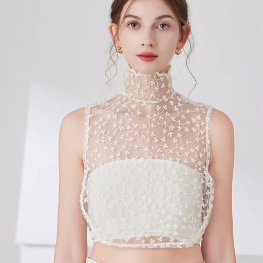 Magnifique col factice pétale dentelle noire Faux col de blouse détachable Faux col de pull