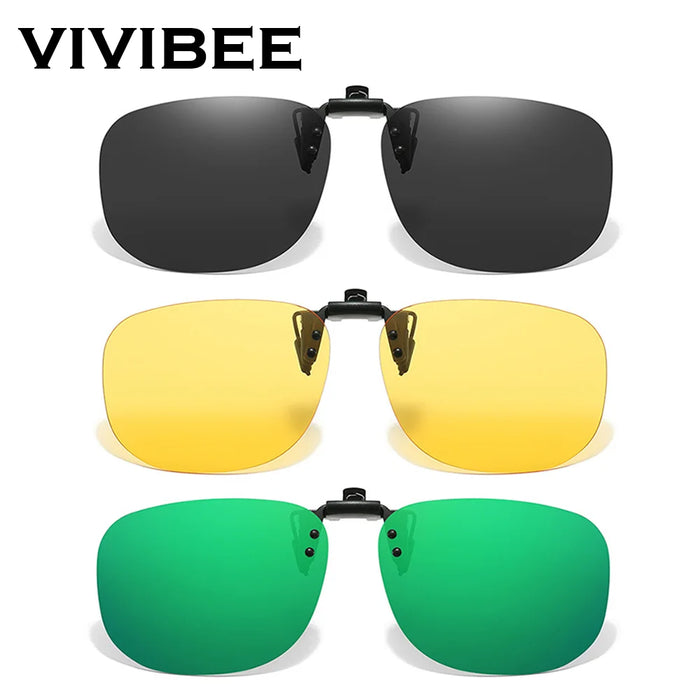 VIVIBEE Gafas de Sol con Clip Abatible Polarizadas para Hombre Cuadradas UV400 Fotocromáticas de Visión Nocturna para Mujer Clásicas con Clip de Espejo