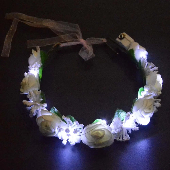 10pcs Adult Kids LED Glow Party Sequin Cat Bunny Crown Flower Headband Halo Light Up Wreath Hairband Birthday Gift Wedding
