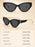 Light Luxury Narrow Frame Cat Eye Sunglasses With Contrasting Marble Texture Frame For Girls' Travel Street Photography Glasses