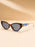 Light Luxury Narrow Frame Cat Eye Sunglasses With Contrasting Marble Texture Frame For Girls' Travel Street Photography Glasses