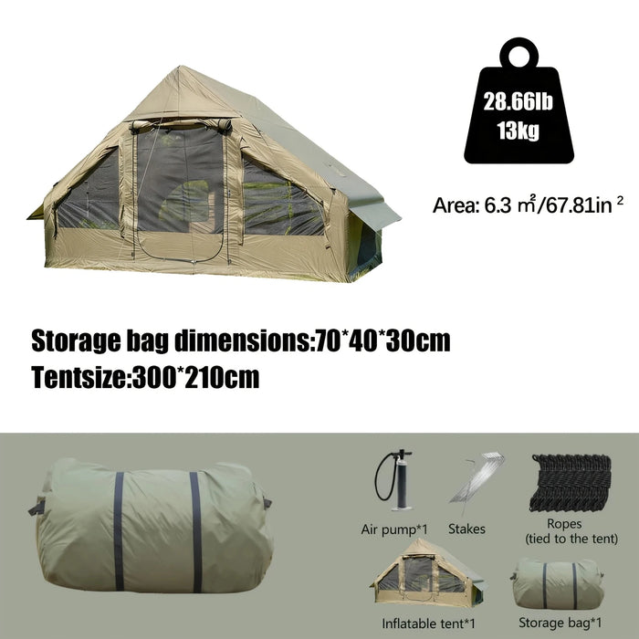 Easy to Set-Up Inflatable Camping Tent with Manual Pump Windproof Inflatable Tent for Outdoor Adventure