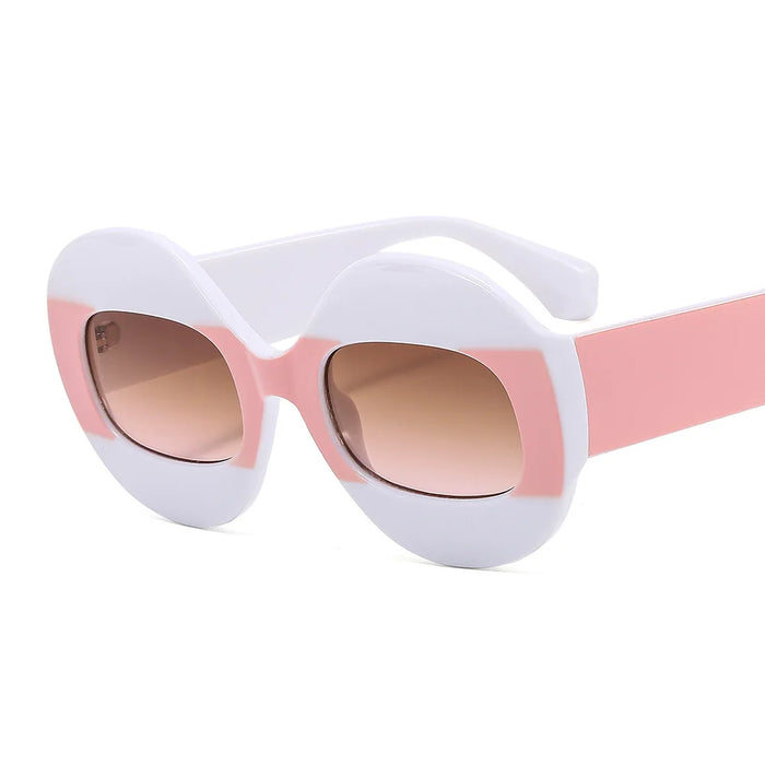 Gafas de sol de mujer de moda redondas con contraste de color, retro ovaladas, lentes transparentes degradadas UV400, gafas de sol modernas estilo punk para hombre
