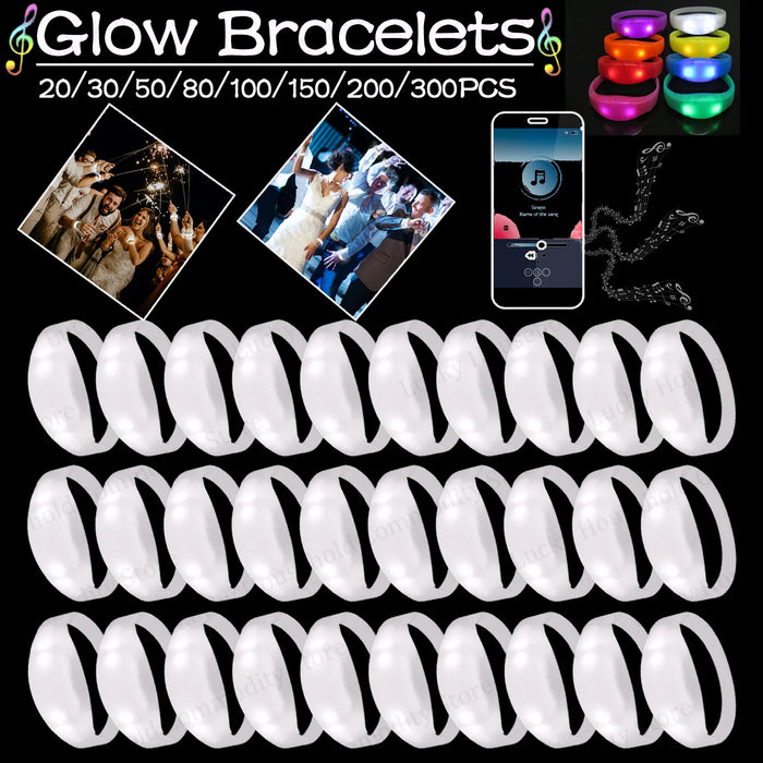 20-100PCS Music&Sound Activated Light up Bracelets Glow Bracelets Rhythmic Led Bracelet Luminous Bracelet Wedding Accessories