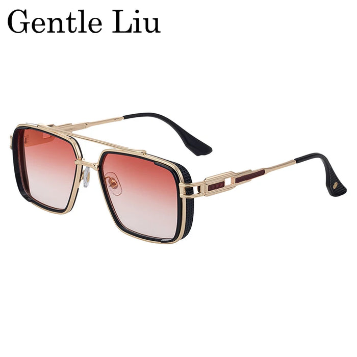 Lunettes de soleil Steampunk Classique Carrées Homme 2026 Marque de luxe Punk Métal Double Pont Lunettes de soleil pour Homme UV400 Lunettes de conduite Punk