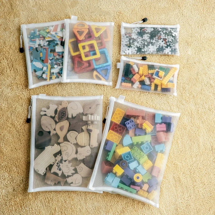 3/5/10 bolsas de malla con cremallera impermeables y a prueba de humedad para archivos, almacenamiento de juguetes, herramientas de almacenamiento, organización cosmética