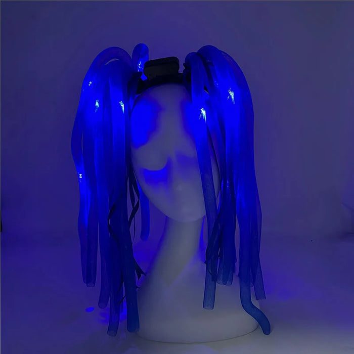 Funny LED Flashing Braid Headband Light up Noodle Headband Girl Women Rave Carnival Party Headwear Supplies Bar Night Show Props