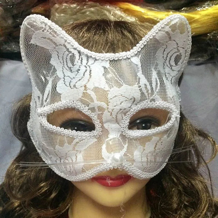Máscara de encaje sexy para mujer, suministros de cosplay de gato, fiesta de baile, mascarada, máscara de zorro, decoración de cara de animal para parejas, accesorios para ojos