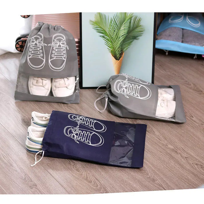 5 bolsas de almacenamiento de zapatos, organizador de armario, bolsas portátiles de viaje no tejidas, bolsillo impermeable para ropa, bolsa colgante clasificada con cordón
