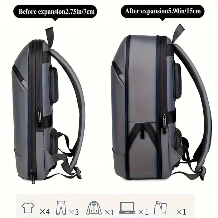Guangzhou-made single-piece men's solid color expandable business backpack with durable zipper and multiple compartments