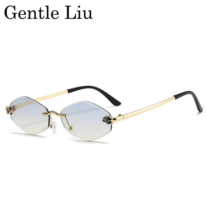 Gafas de sol hexagonales sin montura a la moda para mujer 2026, de marca de lujo, estilo Y2K Punk, sexy, para viajar, lentes de sol para mujer, gafas sin montura de rombos