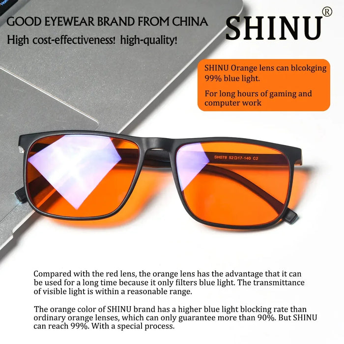 SHINU Gafas de bloqueo de luz azul para un buen sueño, lentes rojas para hombres, luz antigreen, elimina la fatiga ocular, gafas Bluelight 078RD