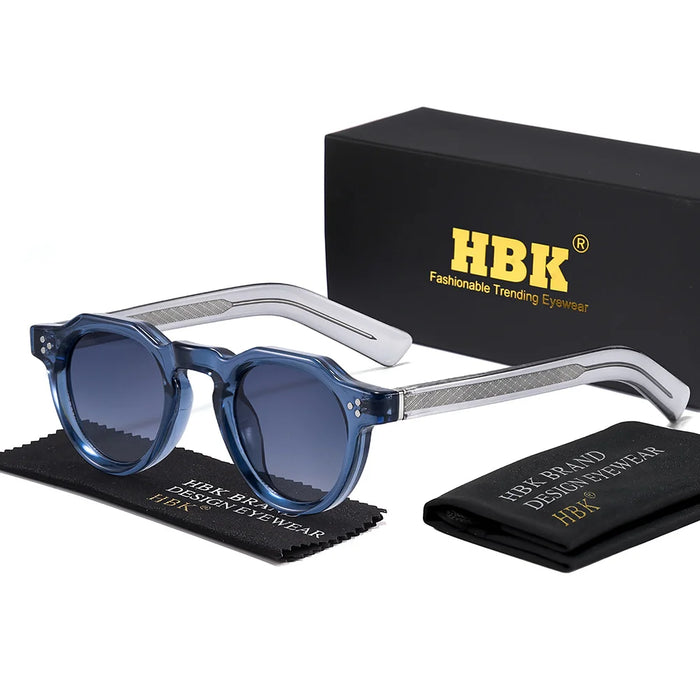 HBK Retro Small Round Men Sunglasses High-Quality Thick Style Women Outdoor Travel Business Driving Decorative Glasses UV400