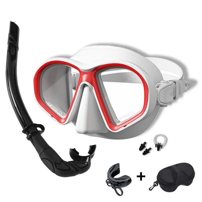 Professional Wet Low Volume Freediving Mask, Tempered Glass Dive Mask, J-Type Diving Mask, Snorkel Set, Buceo, 수영, 스노클링, 마스크