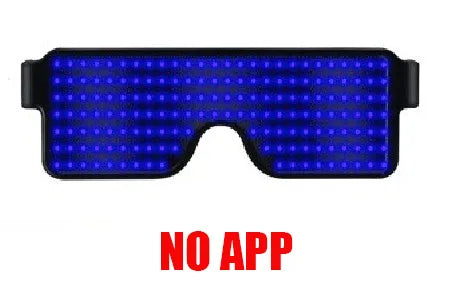 Gafas de Fiesta LED Bluetooth con Control de Aplicación, Idiomas Personalizados, Carga USB, Gafas Luminosas Intermitentes, Gafas de Sol para Conciertos de Navidad