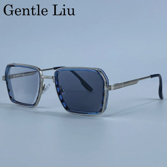 Steampunk Polygon Polarized Sunglasses Men 2026 Luxury Brand Change Color Sun Glasses For Male Driving Eyewear Metal Frame Shade