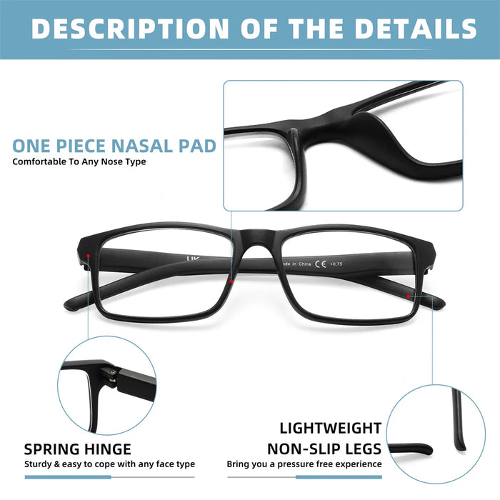 MODFANS Blue Light Reading Glasses Men Readers for Women Rectangular Anti Glare/Eye Strain Filter UV Read Eyeglasses Comfortable