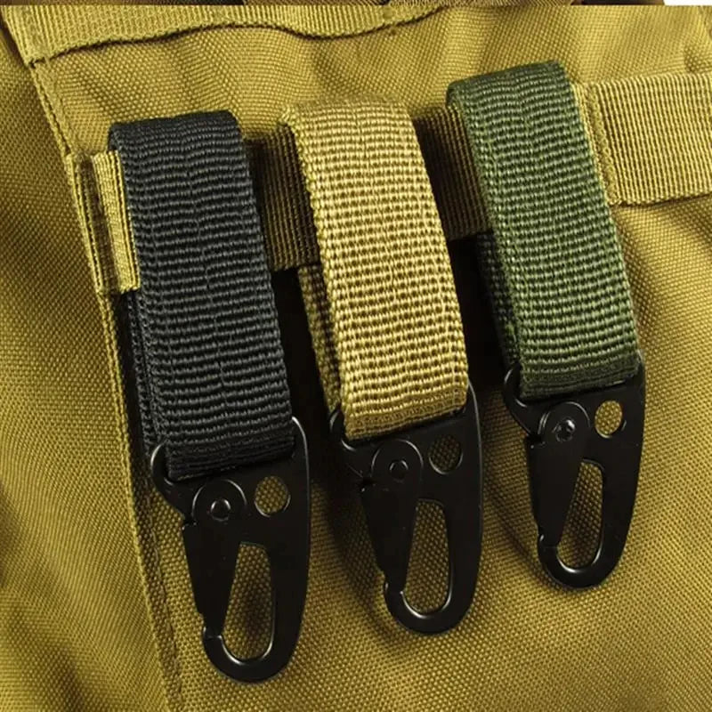 1-3 PIEZAS. Hebilla táctica colgante Molle de nailon con mosquetón, cinturón, llavero triangular para escalada al aire libre, camping, herramienta y accesorio