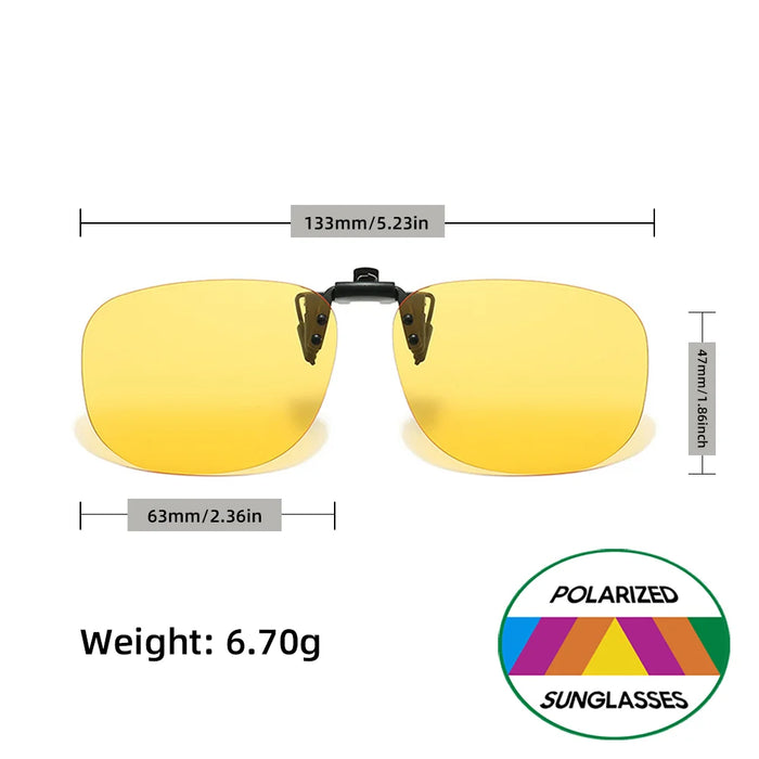 VIVIBEE Flip Up Clip On Night Vision Glasses Polarized Men Driving Yellow Sunglasses Women UV400 Fishing Universal Clips