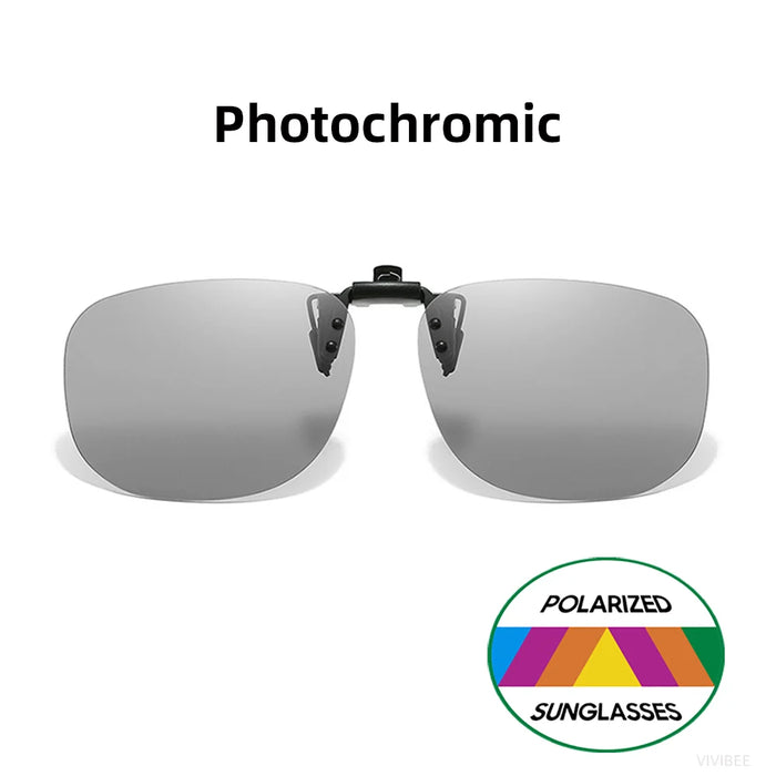 VIVIBEE Gafas de Sol con Clip Abatible Polarizadas para Hombre Cuadradas UV400 Fotocromáticas de Visión Nocturna para Mujer Clásicas con Clip de Espejo